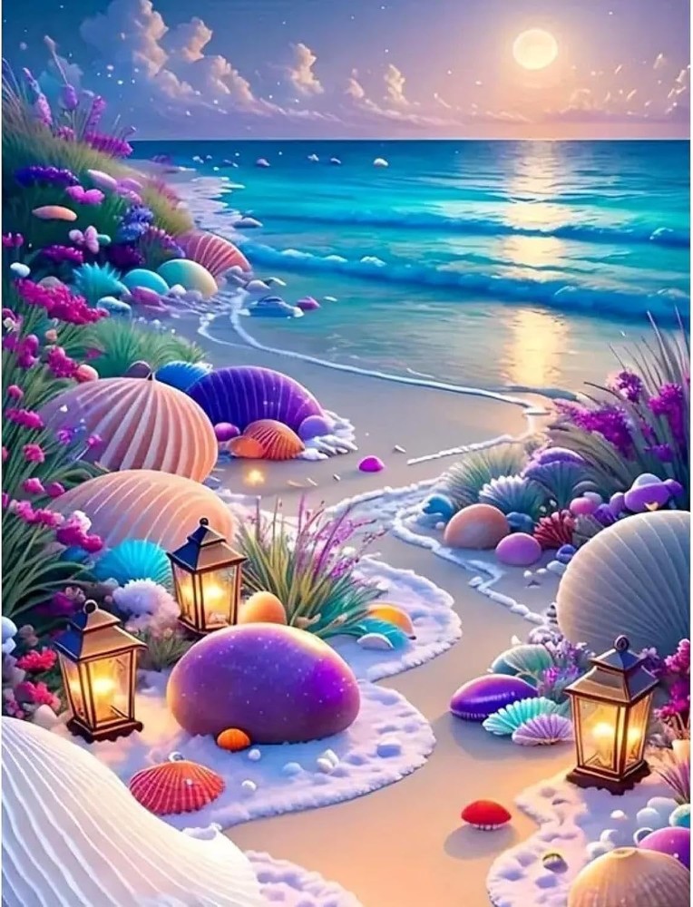 Paint by Numbers Kit for Adults Beginner, Beach Adult Paint by Number Kits on Ca