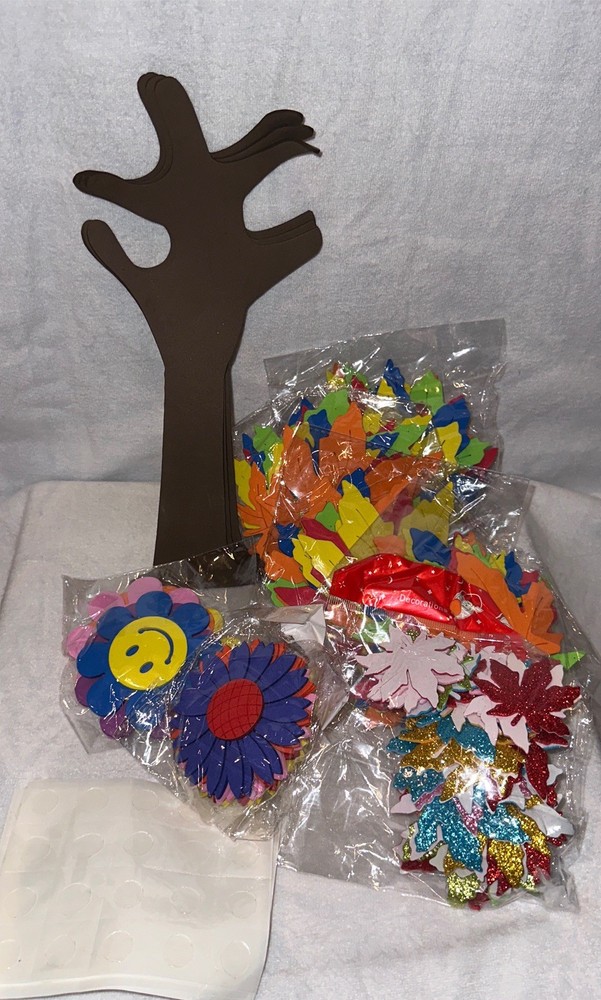 Fall Foam Craft Trees Flowers Leaves New Open Pack