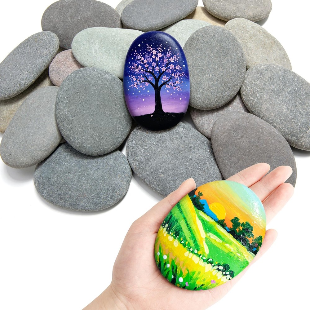 30 PCS Large 3.34.5 Inch Natural Flat Smooth River Rocks For Painting Bulk