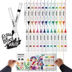26 PCS Dual Tip Acrylic Paint Pens Set 0.7mm Extra Fine Brush Permanent Art