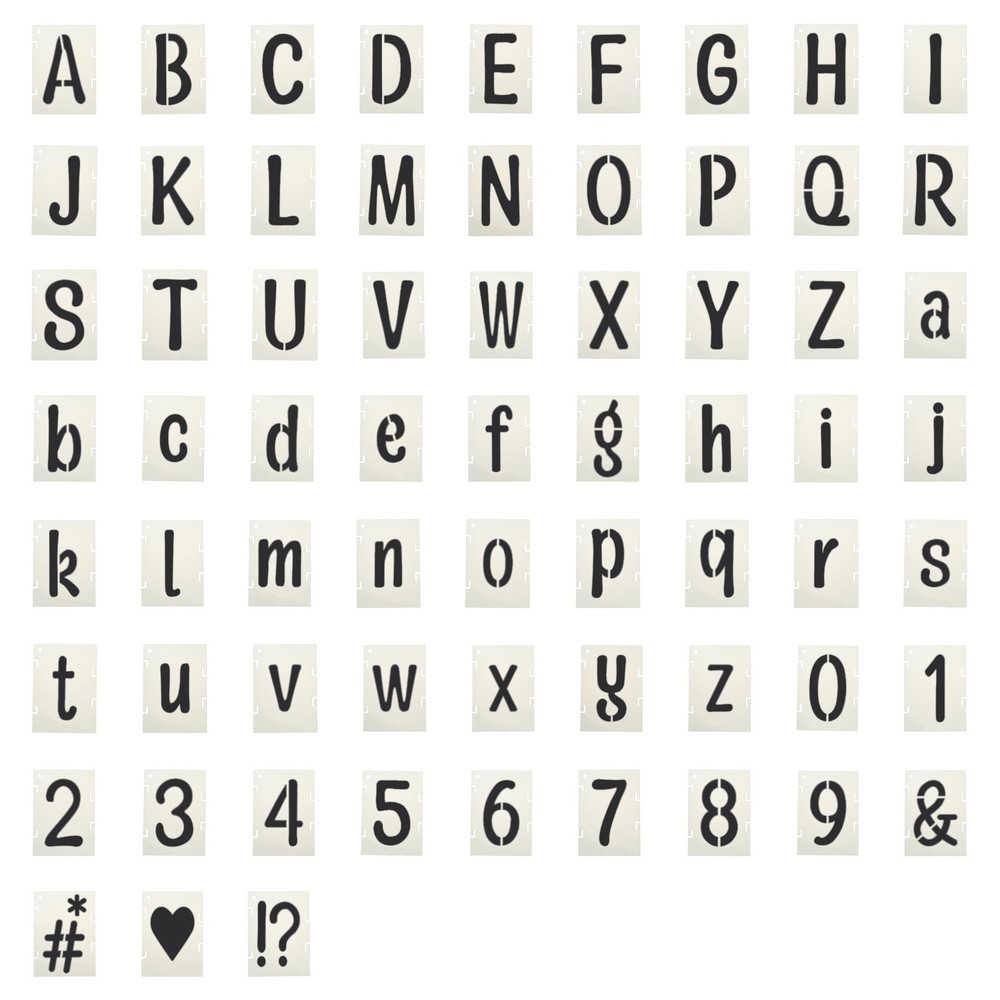 4″ Letter Stencils, Square Interlock, 66 Count