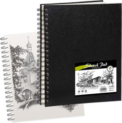 8.5″x11″ Hardbound Sketch Book, Double-Sided Hardcover Sketchbook, Spiral Sketch
