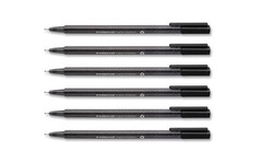 Staedtler Triplus Fineliner Marker Pen, Stick, Fine 0.3 mm, Black Ink 6PK