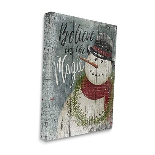 Stupell Home Décor Believe in Magic Snowman 20L” x 16W” Gallery Wrapped Canvas