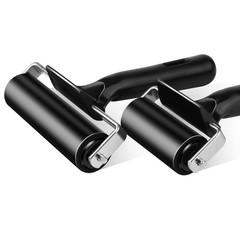 2Pcs Rubber Roller Brayer Rollers Hard 1pack 2.2inch+1pack 4inch, Black