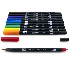 Dual Brush Marker 10-Piece Set: Primary
