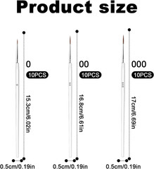 30Pcs Detail Paint Brushes, Fine Tip Paint Brush with 3 Sizes #0#00#000 Mini Tin
