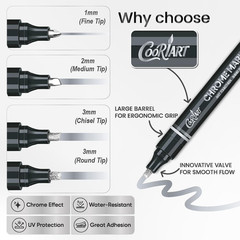 3PK Liquid Chrome Markers – Permanent Mirror Chrome Pens, Chrome Paint Pens for