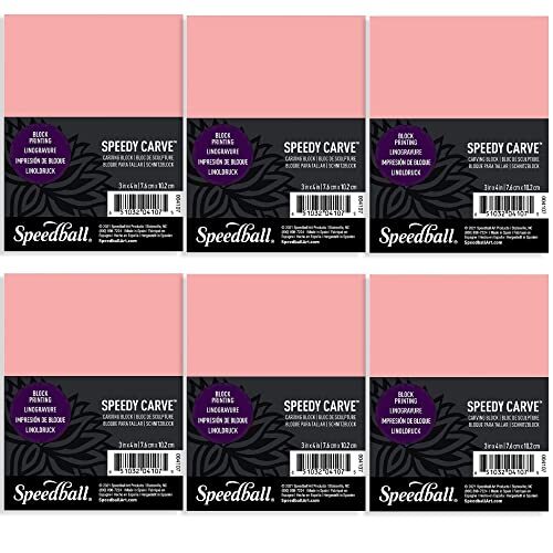 Speedy-Carve Block Printing Carving Block Rectangle Pink 3 x 4 Inches 6-Pack …