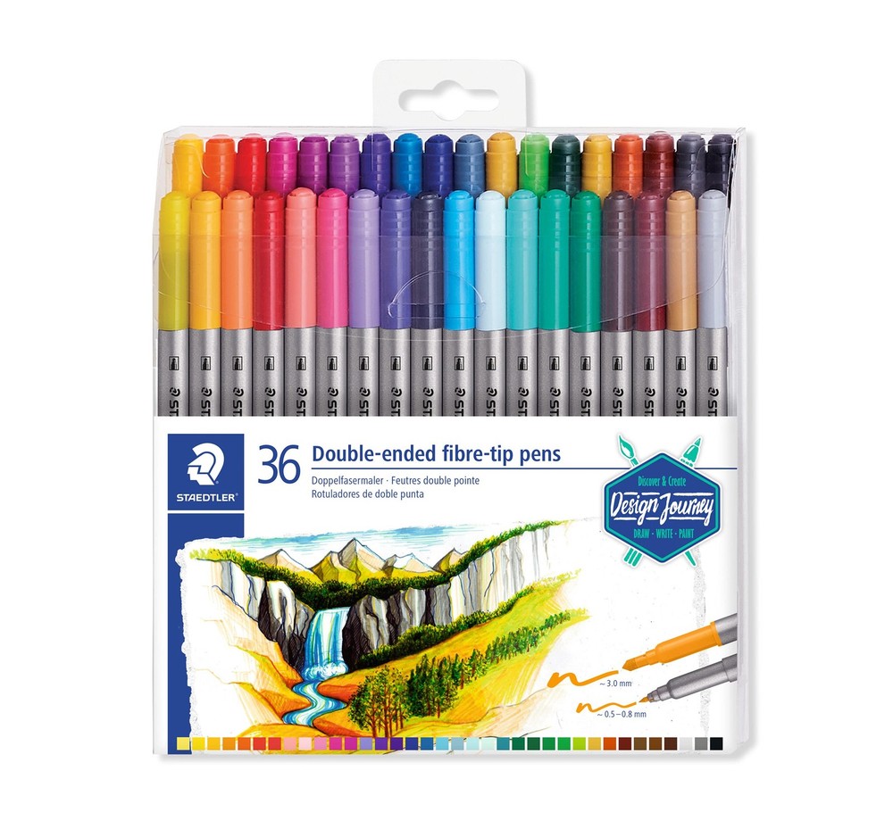 Double Ended Markers, Assorted Bullet Tips, Assorted Colors, 36/Pack