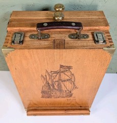 Wooden Folding Box Artists Easel Painting Stand Capt. Jack Rauscher Pirate Ship