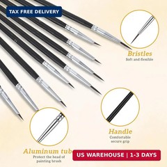 60Pcs Detail Paint Brushes Set with 3 Size #0#00#000, Fine Tip Liner Brushes for
