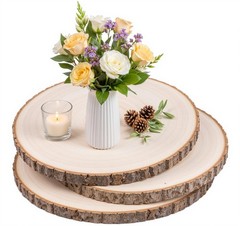3 Pack 11 Inch Large Wood Slices for Centerpieces,Natural Unfinished Round Wo…