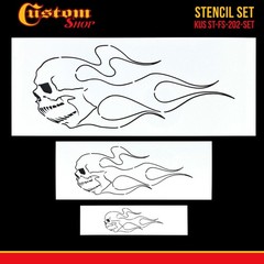 3 Custom Shop Airbrush Skull Fire Flame Stencils #2 Laser Cut Reusable Templates