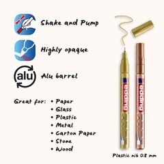 Edding 780 Gloss Paint Marker – White, Gold, Silver – Set of 3 Paint Markers …