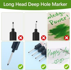 15PCS Long Head Deep Hole Marker Pens 20mm Quick Dry Waterproof Carpenter Marker
