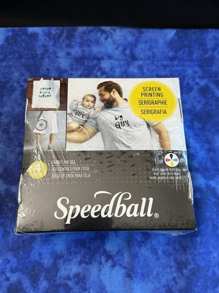 Speedball Fabric Screen Printing Ink Set – 4 Colors (4oz) Black Red Blue Yellow