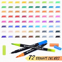 72 Colors Markers, Fine Tip and Brush Tip Coloring Markers Set for 72 colors