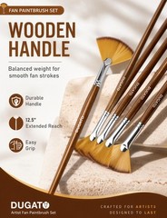 Artist Fan Paint Brushes Set 9pcs – Soft 0, 2, 4, 6, 8, 10, 12, 14, 16, Brown