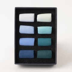 Unison Colour Soft Pastels Mini Set Half Stick 8 Blue Tones Colours