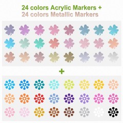 Metallic & Acrylic Paint Markers 48 Pack – 24 Colors + Dual Tip Pens for DIY