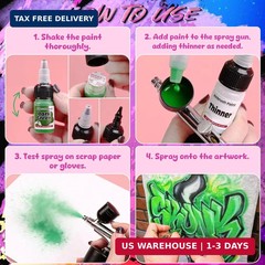 Airbrush Paint – 33 Colors Acrylic Air Brush Painting, Ready to Spray Airbrush M
