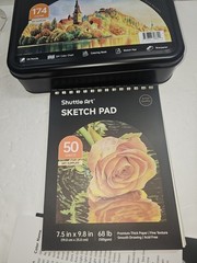 174 Colored Pencils, Shuttle Art Soft Core Coloring Sketch Pad Missing Sharpener