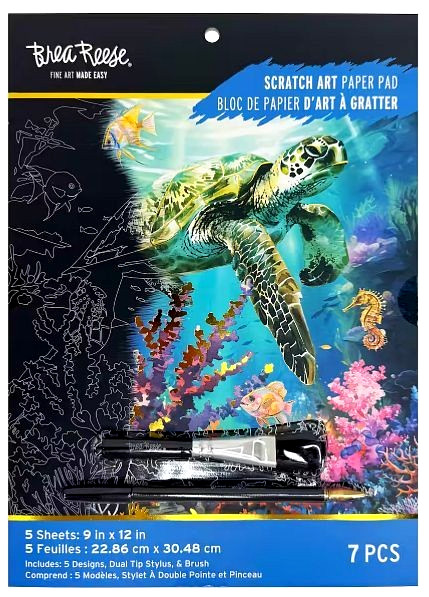 Brea Reese OCEAN WORLD Scratch Art Paper Pad 9″ x 12″ NEW