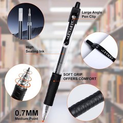 30 Pack Black Gel Pens – Fine Point 0.7mm Smooth Writing for School & Office
