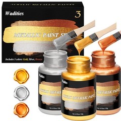 Acrylic Paint Metallic, 3pcs 13.5oz(375g) Gold & Silver & Bronze, Gold Leaf P…