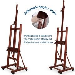 Viswin Extended Large H-Frame Easel For Painting Adjustable Beech Wood Artist