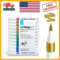 24 Assorted Metallic Acrylic Markers in Reusable Storage Case – Art Supplies