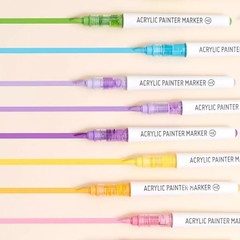 9 Colors Water Based Acrylic Paint Markers, Brush Felt Tip Acrylic Paint Pens
