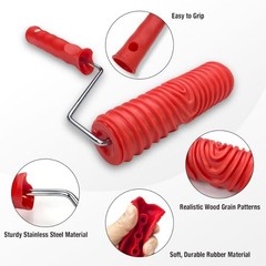 6pcs Wood Grain Tool Set – 7 Inch Rubber Paint Rollers for Realistic Wood