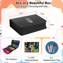 72 Colors Art Paint Markers, Dual Tip Acrylic Paint Pens with Brush Tip & Fi