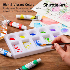 Watercolor Paint Set, 15 Colors Watercolor Paint in Tubes (12ml Each) with 3 Bru