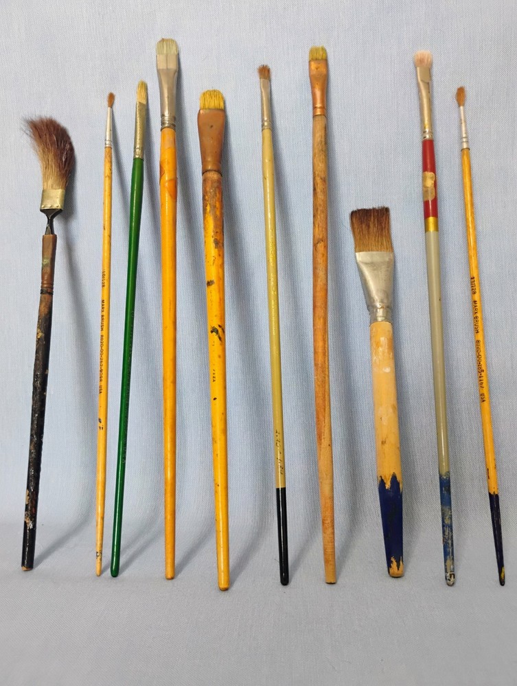 Vintage Paint Brushes Lot of 10 Various Sizes #3