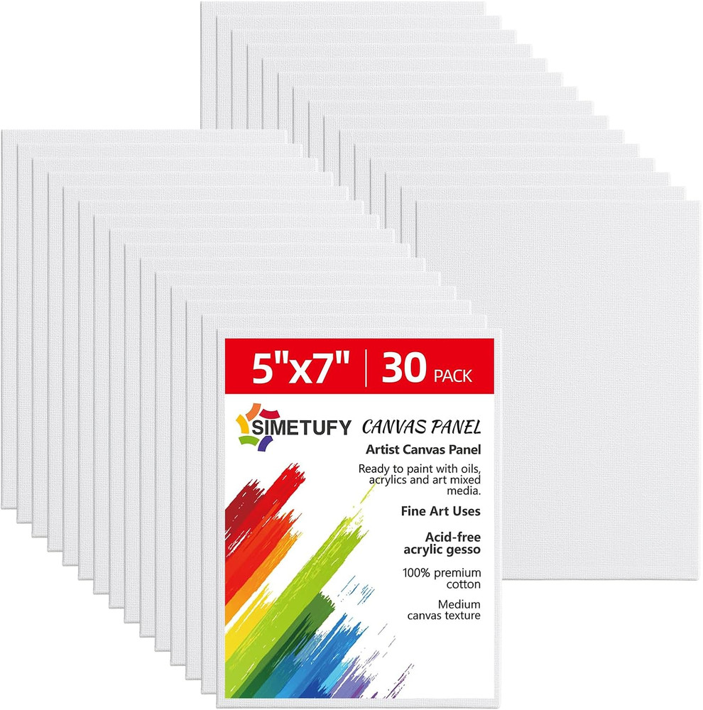 5X7Inch 30 Pack Small Canvas Panels for Painting Mini Canvas Boards Primed Acid