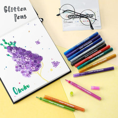 Glitter Markers Pen: 12 Glitter Colors Metallic Shimmer Marker Fine Tip Water-Ba