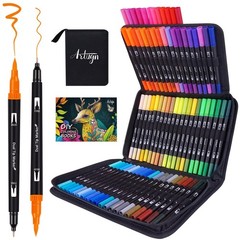Artugn Dual Markers Brush Pens for Adult 1 Count (Pack of 72), 72 Colors