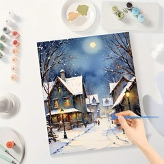 Winter Village Paint by Numbers Kit for Adults 16×20 inches, 16X20IN No Frame