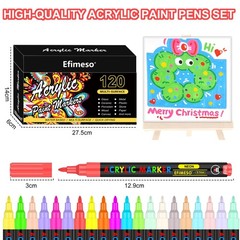 Efimeso Acrylic Paint Pens Set-120 Colours 1 count (Pack of 120), 120 colors