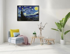 Starry Night Black Framed Wall Art, Vincent Van Gogh Canvas Print art, Classi…