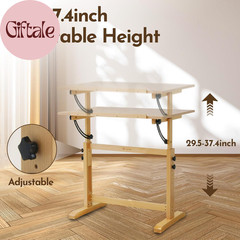 Wood Drafting Table – Adjustable Height, 35.5″X23.5″ Plan Table for Construction