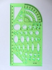 Geometric Drafting Stencils Drawing Templates 6 Piece Set Transparent Green