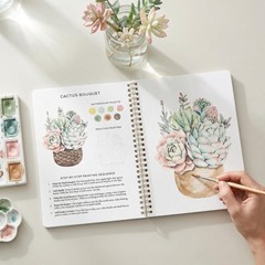 Beautiful Watercolor Workbook for Beginners – Relaxing 6.5 x 9 inches, Multi