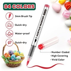 Acrylic Paint Pens 84 Colours Flexible Brush Tip – Ideal for DIY Crafts