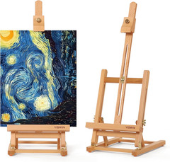 25″ H-Frame Tabletop Easel for Painting, Adjustable Beech Wood Table Top Easel,