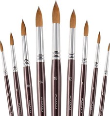 Sable Watercolor Brushes Professional Superior Kolinsky Watercolor Paint,9pcs