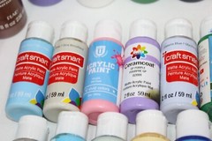 Acrylic Paint Lot 50+ Bottles 2-8 fl oz each Variety Multicolor + 12 Brushes HTF